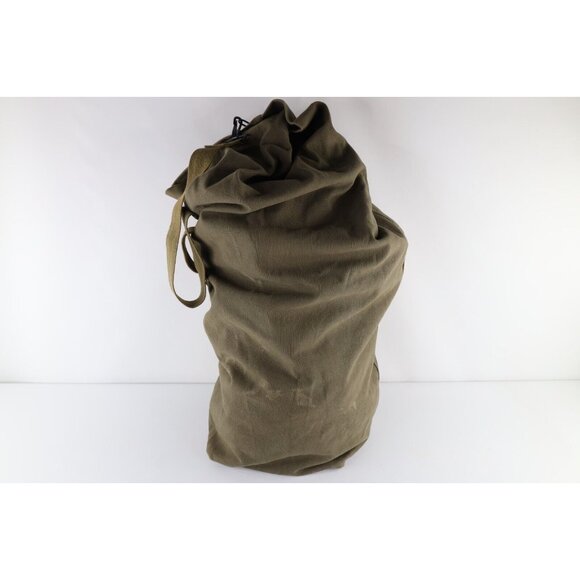 Vintage 90s Streetwear Distressed Canvas Top Loader Duffel Bag Green Cotton - Picture 1 of 9